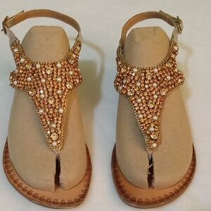 Naughty Monkey Rhinestone & Pearl Embellished Sandals, Size 9